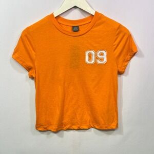 Wild Fable Orange Touchdown 09 Graphic Baby Tee Shirt Womens Size Medium NWT